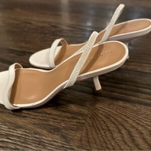 Reformation White Tan Heels with Minimalist Design